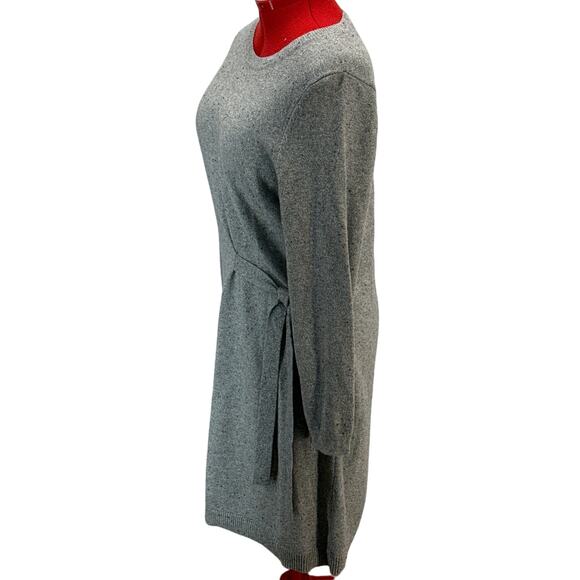 Talbots Gray Knee Length Side Tie Long Sleeve Scoop Neck Sweater Dress Women XL - Picture 3 of 10